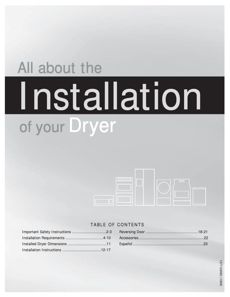Page 1 de la notice Guide d'installation Frigidaire FAQE7001LW