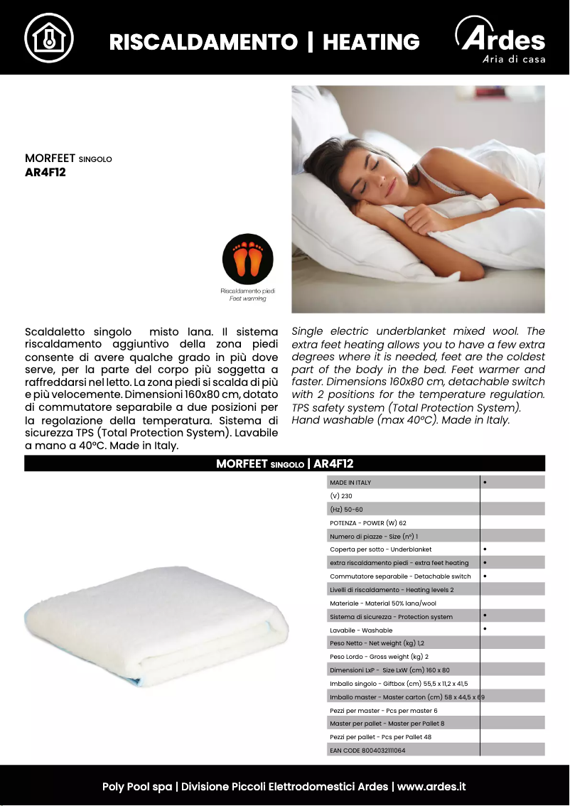 Page 1 de la notice Fiche technique Ardes AR4F12
