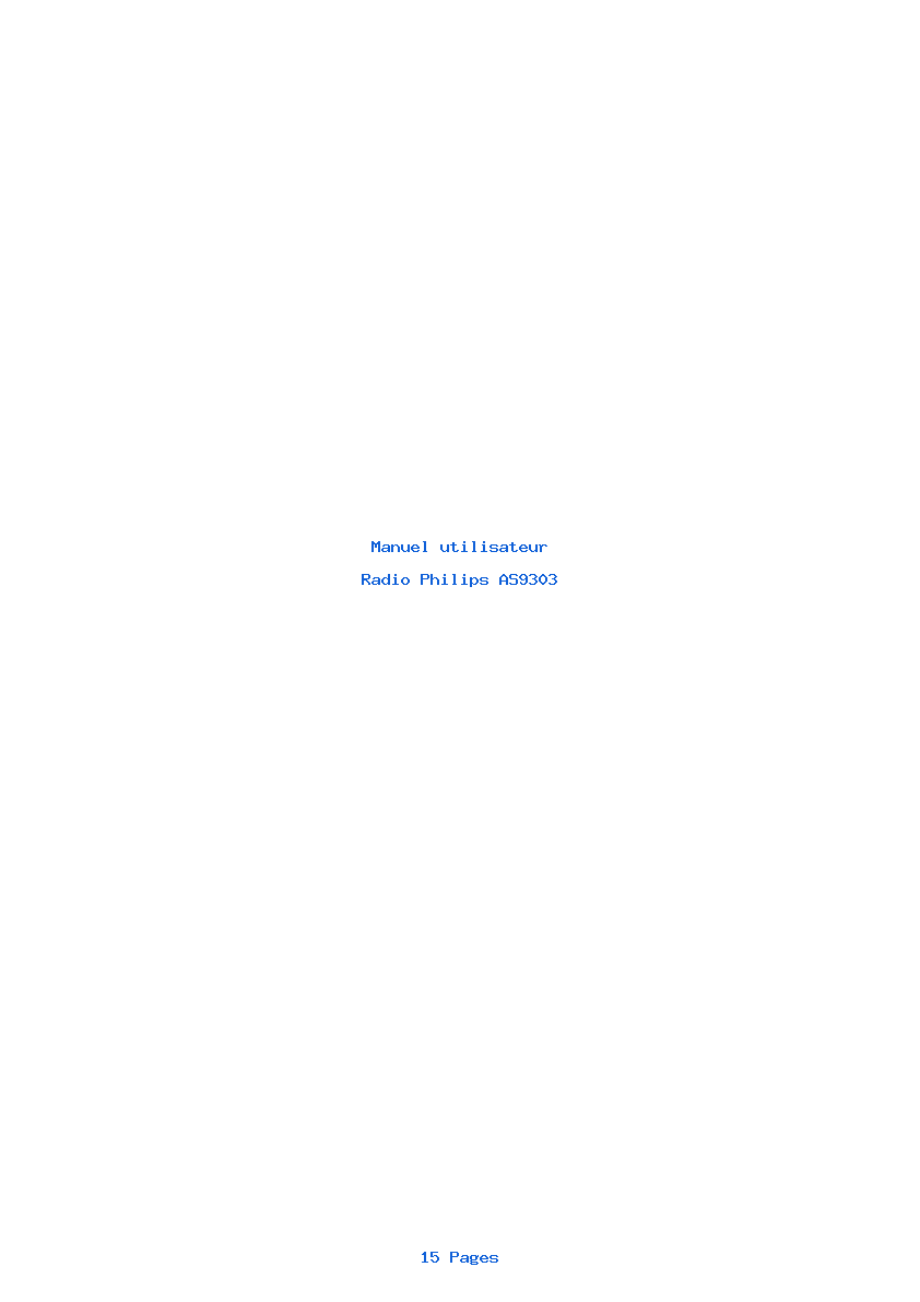 Page 1 de la notice Manuel utilisateur Philips AS9303