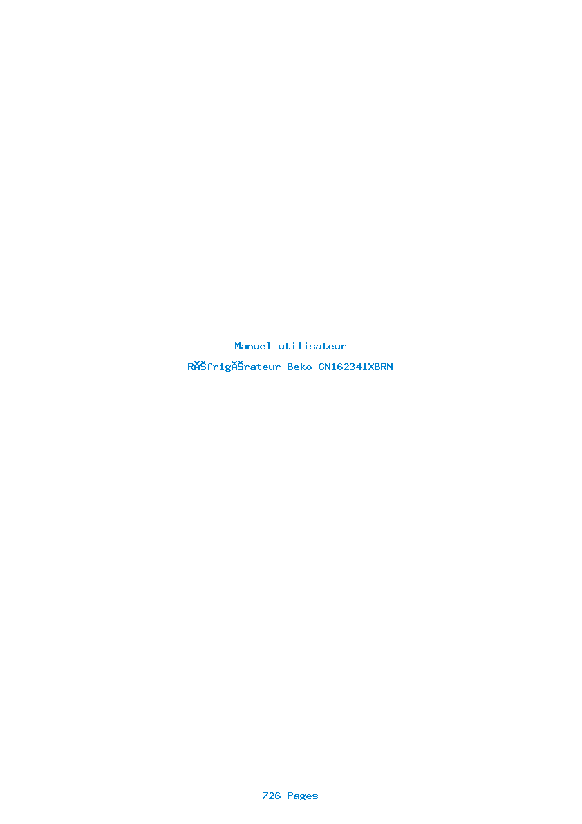 Page 1 de la notice Manuel utilisateur Beko GN162341XBRN