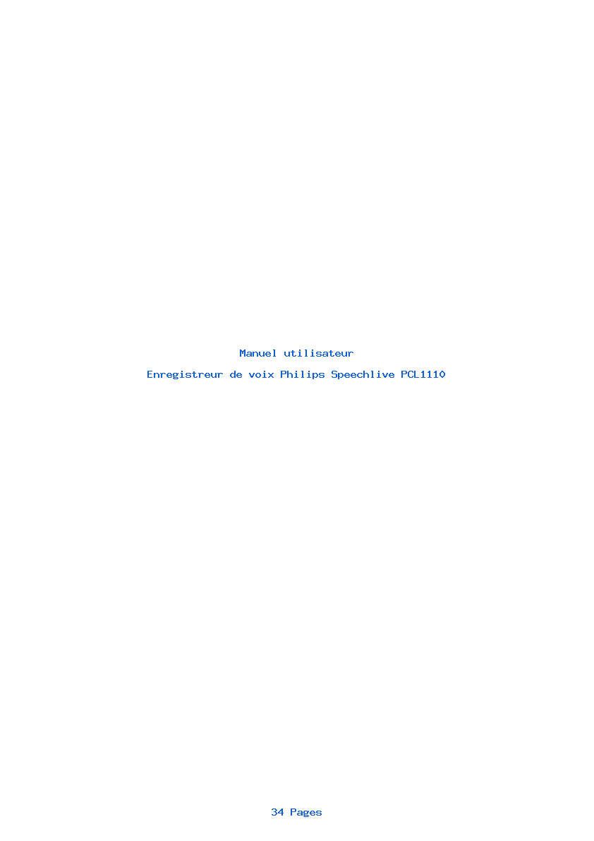 Page 1 de la notice Manuel utilisateur Philips Speechlive PCL1110