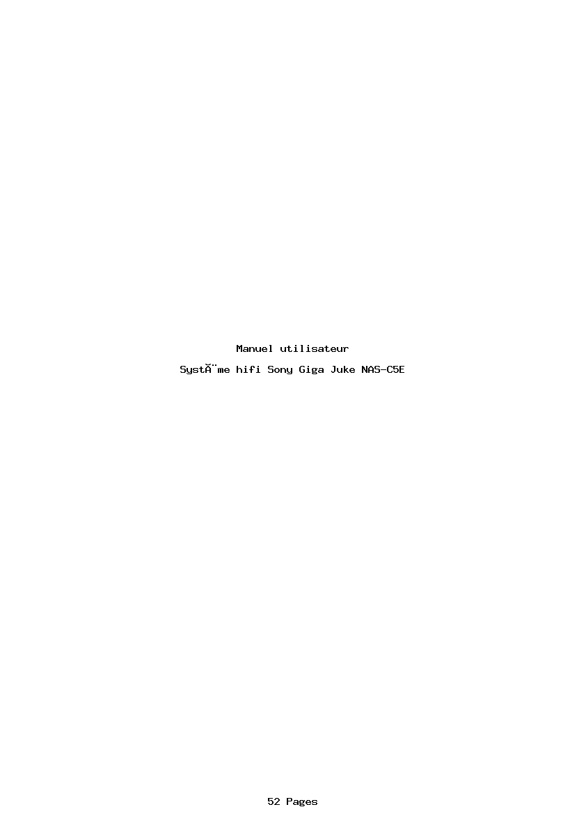 Page 1 de la notice Manuel utilisateur Sony Giga Juke NAS-C5E