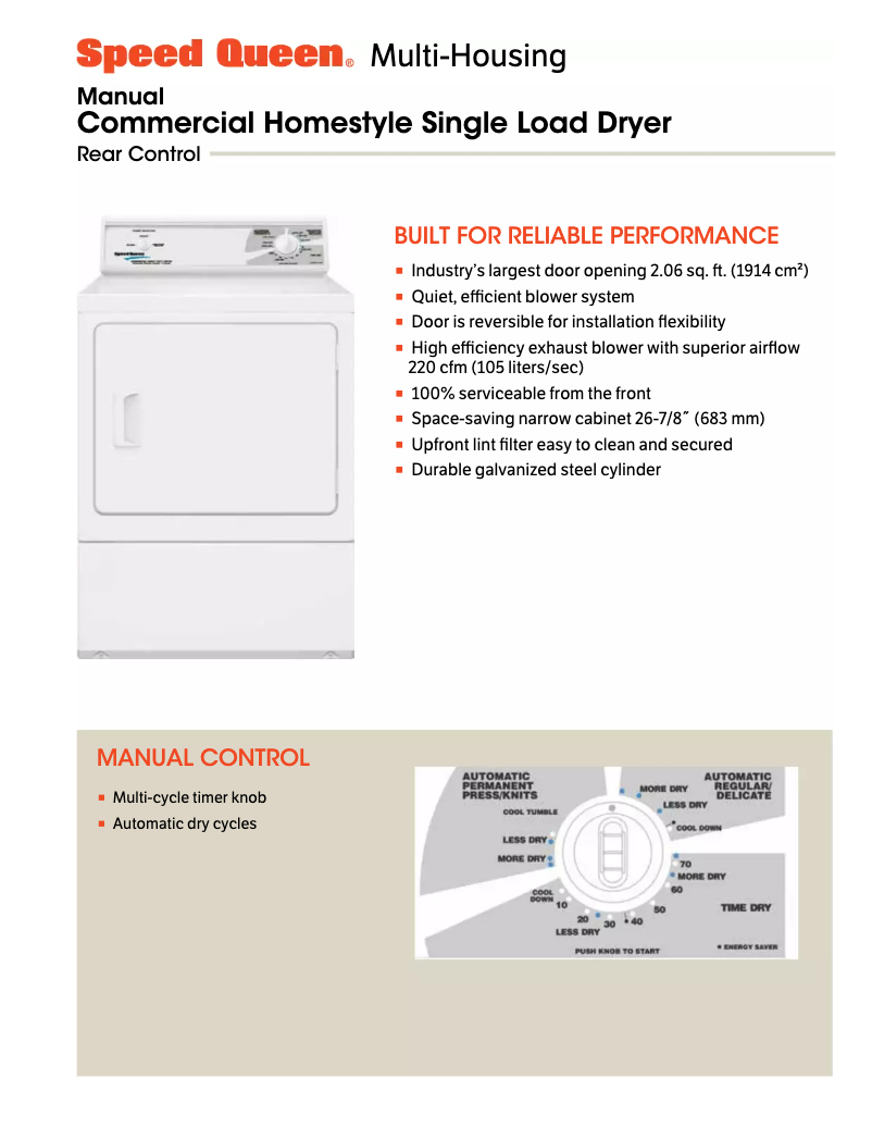 Página 1 del manual Manual de usuario Speed Queen LDE30RGS173TW01
