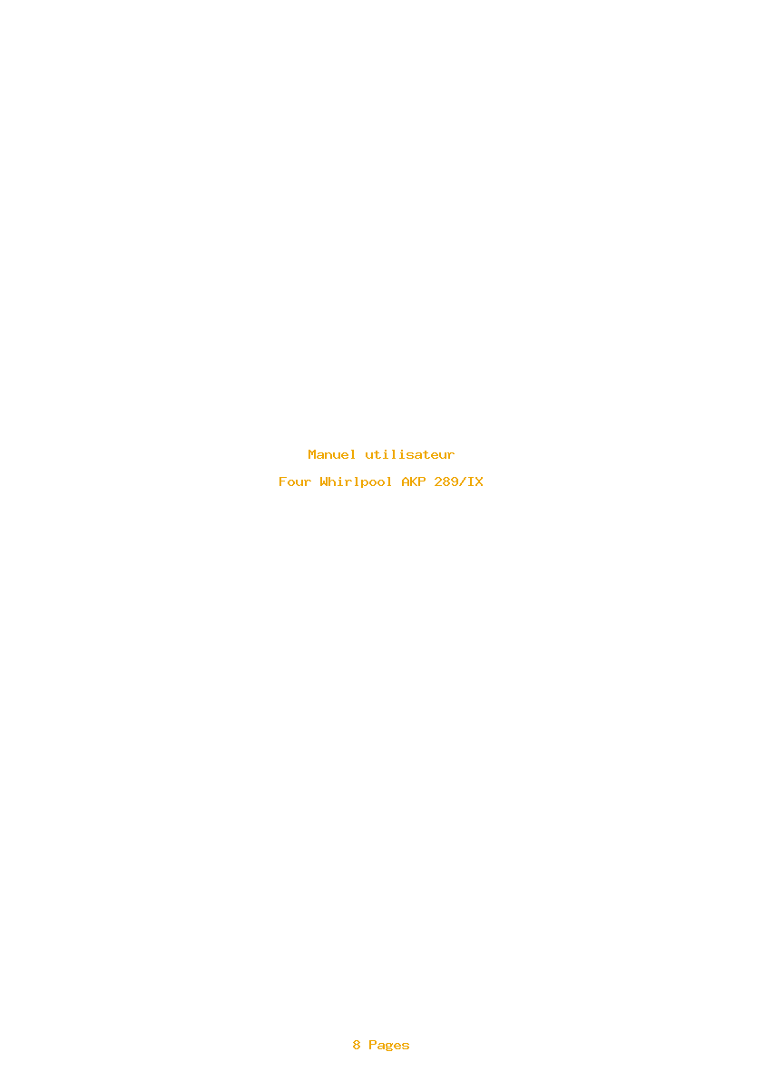 Page 1 de la notice Manuel utilisateur Whirlpool AKP 289/IX