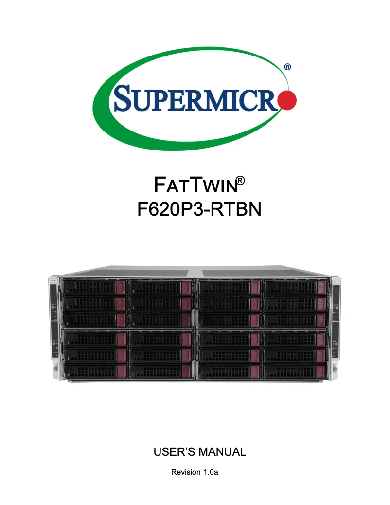 Page 1 de la notice Manuel utilisateur Supermicro SuperServer SYS-F620P3-RTBN