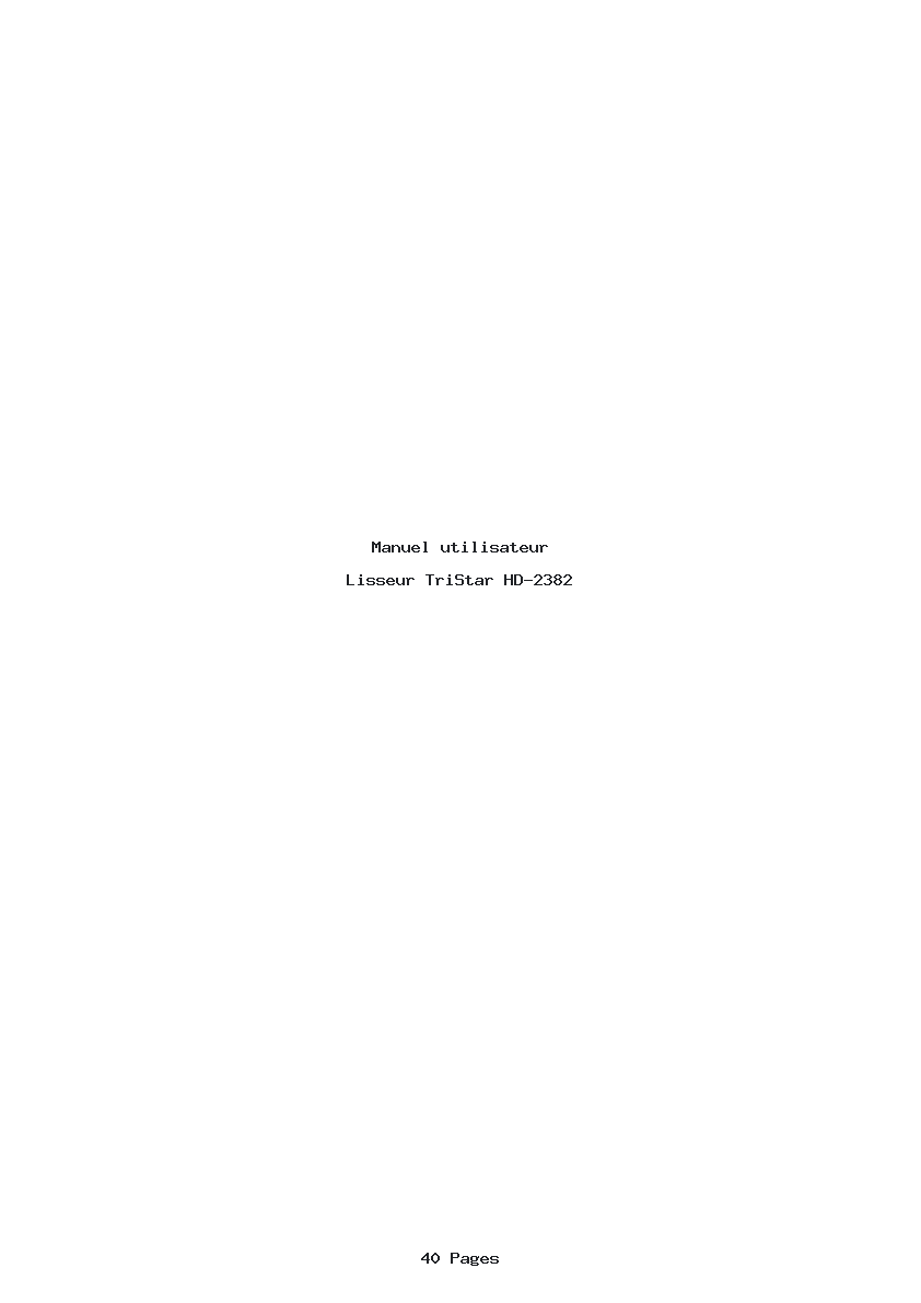 Page 1 de la notice Manuel utilisateur TriStar HD-2382