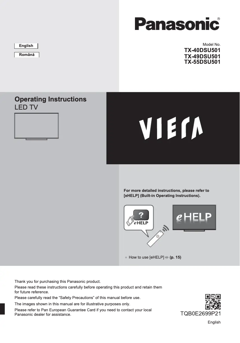 Page 1 de la notice Guide de démarrage rapide Panasonic TX-49DSU501