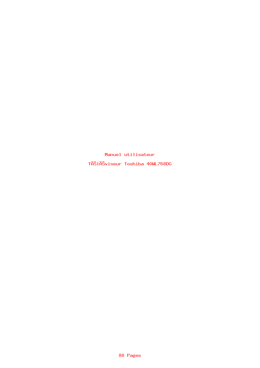 Page 1 de la notice Manuel utilisateur Toshiba 40WL768DG