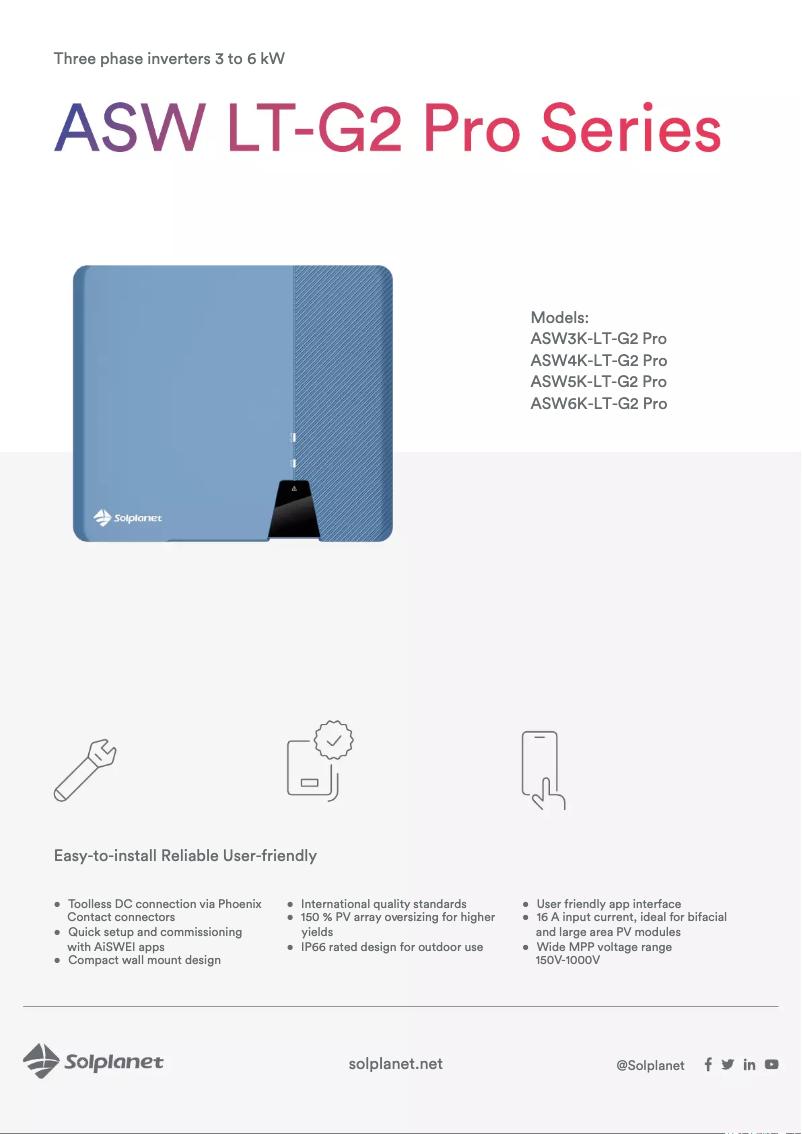 Página 1 del manual Ficha técnica Solplanet ASW6K-LT-G2-Pro