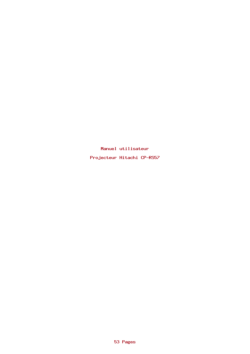 Page 1 de la notice Manuel utilisateur Hitachi CP-RS57