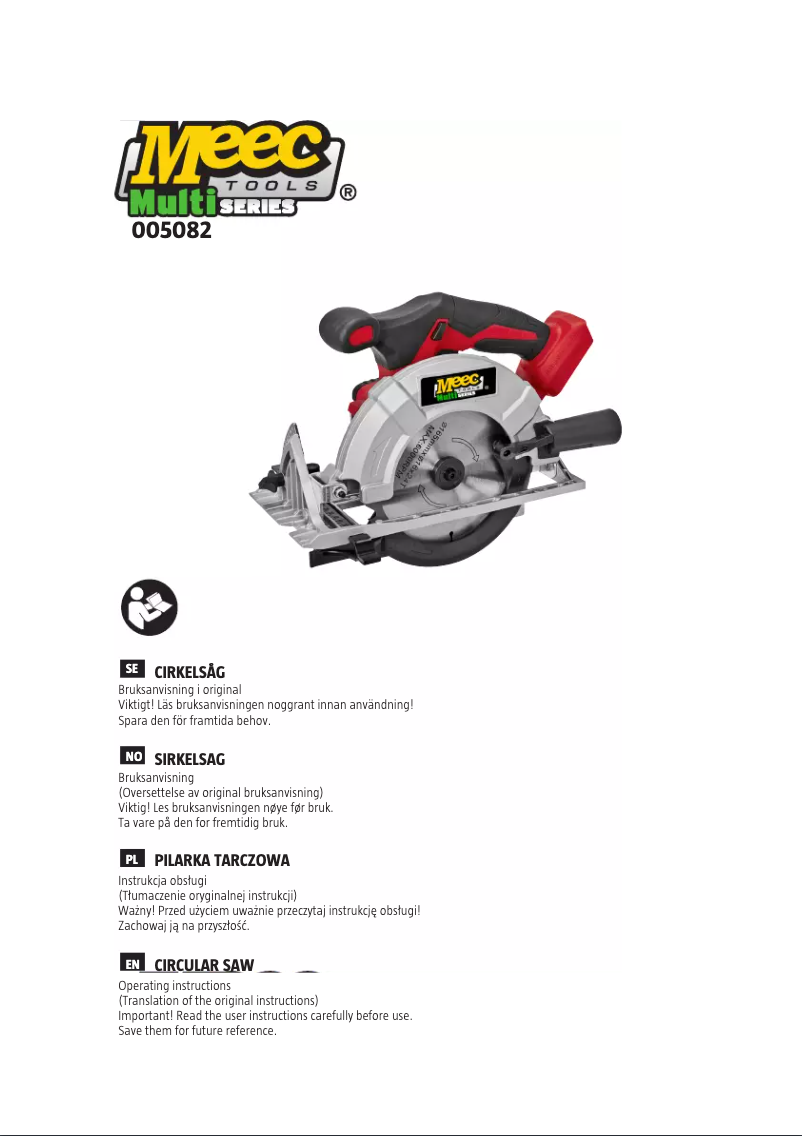 Page 1 of the manual User Manual Meec Tools 005082