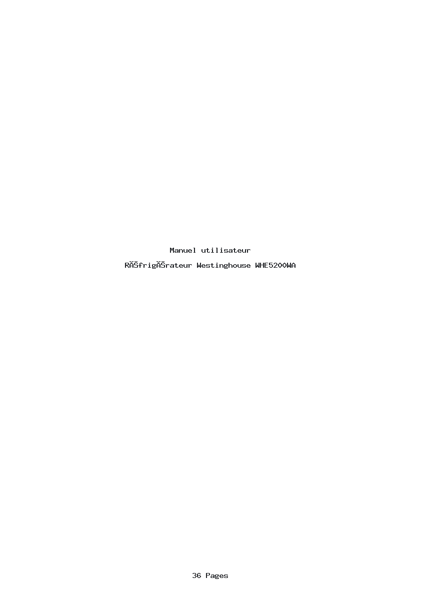 Page 1 de la notice Manuel utilisateur Westinghouse WHE5200WA