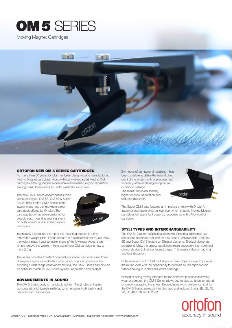 Página 1 del manual Ficha técnica Ortofon Super OM 5E