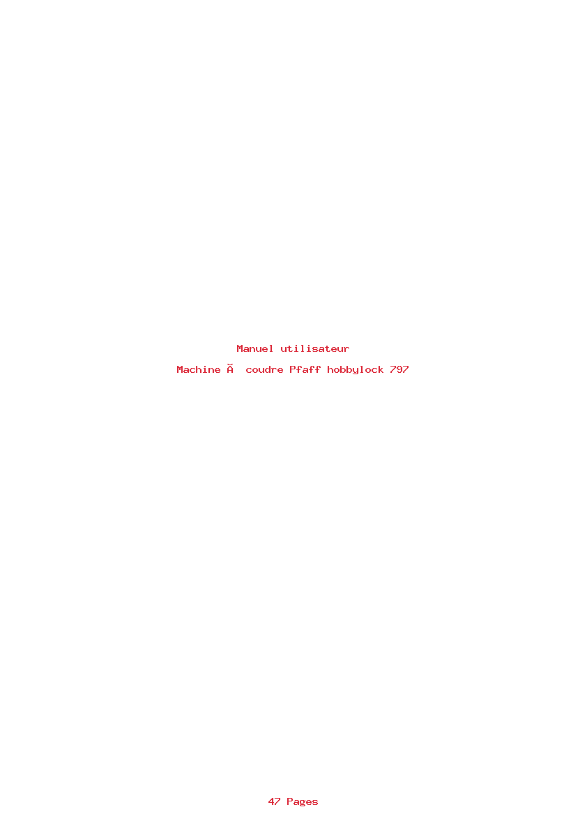 Page 1 de la notice Manuel utilisateur Pfaff hobbylock 797