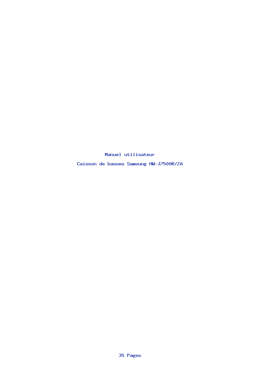 Page 1 de la notice Manuel utilisateur Samsung HW-J7500R/ZA