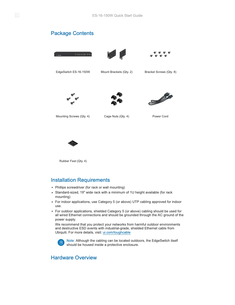 Page 1 de la notice Manuel utilisateur Ubiquiti Networks EdgeSwitch ES-16-150W