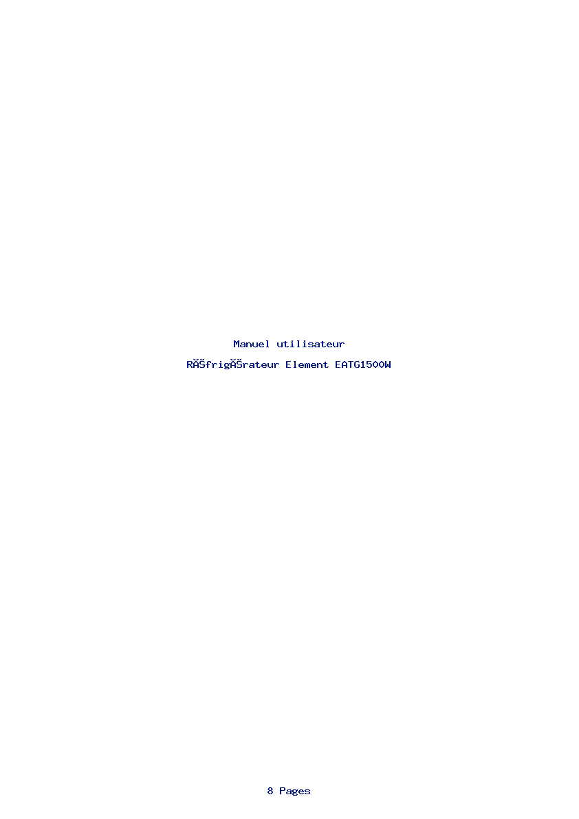Page 1 de la notice Manuel utilisateur Element EATG1500W