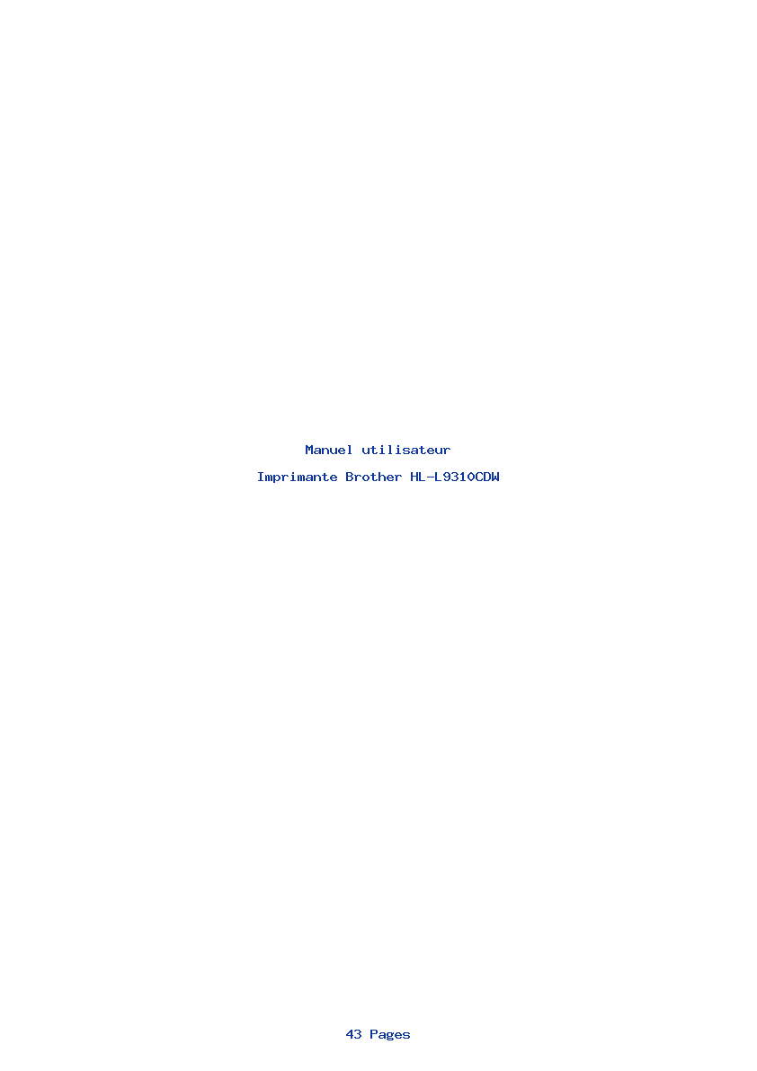Page 1 de la notice Manuel utilisateur Brother HL-L9310CDW