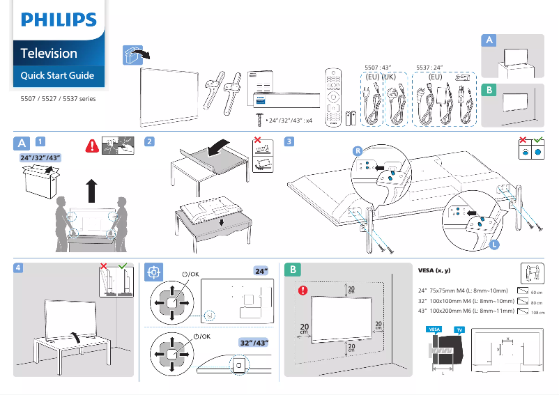 Page 1 of the manual Quick Start Guide Philips 24PHS5537
