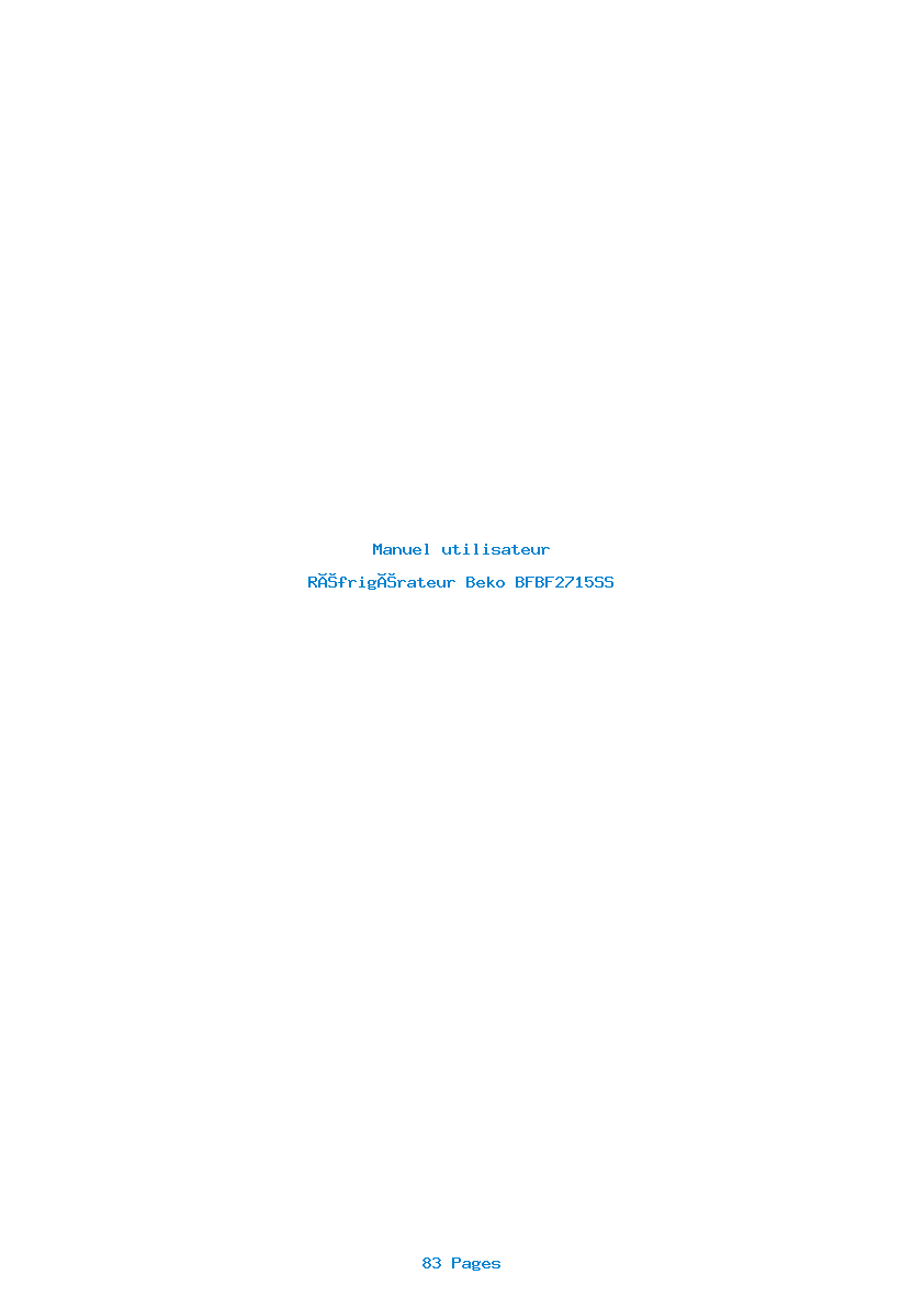 Page 1 de la notice Manuel utilisateur Beko BFBF2715SS