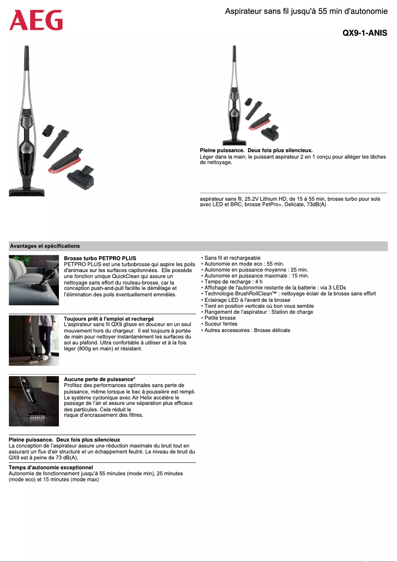 Página 1 del manual Ficha técnica AEG QX9-1-ANIS