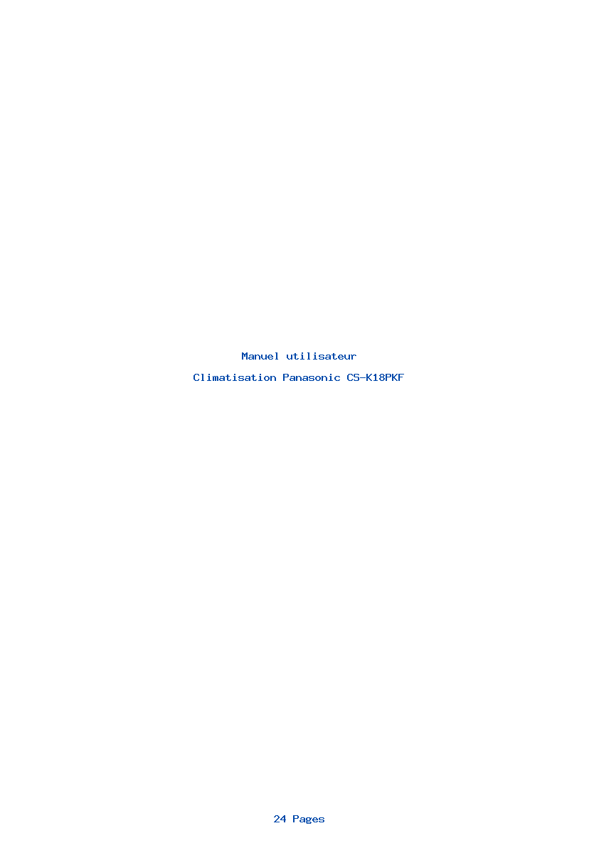 Page 1 de la notice Manuel utilisateur Panasonic CS-K18PKF