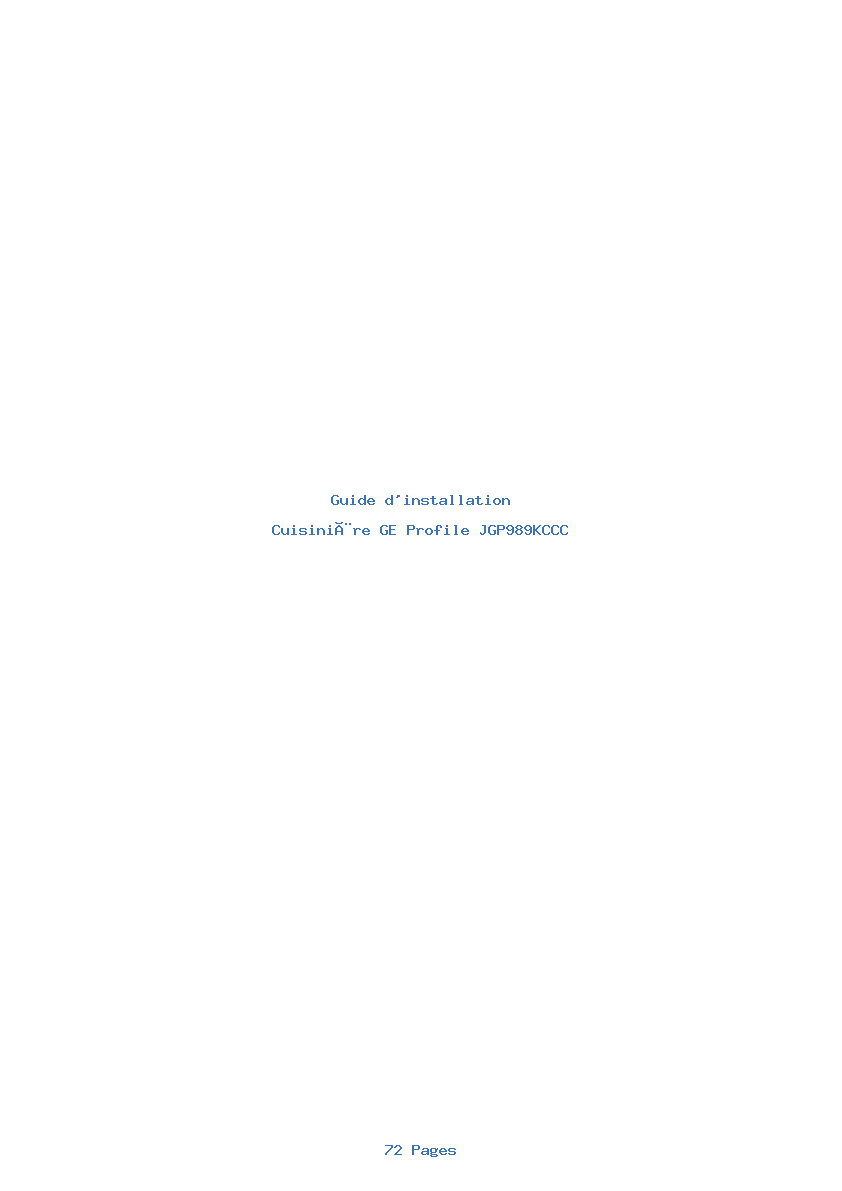 Image de la première page du manuel de l'appareil Profile JGP989KCCC