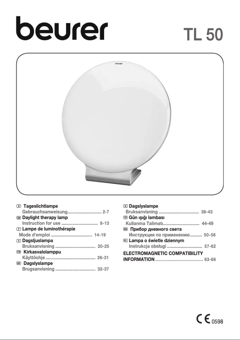 Page 1 de la notice Manuel utilisateur Beurer TL 50