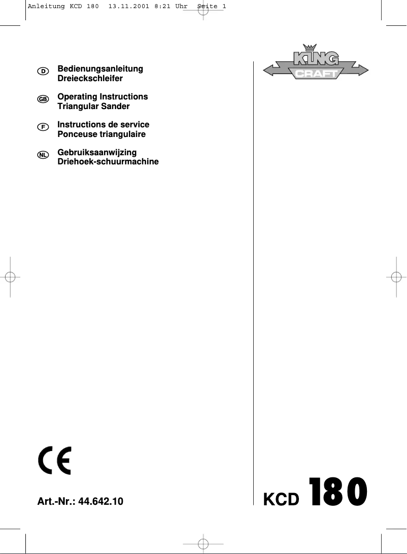 Página 1 del manual Manual de usuario King Craft KCD 180