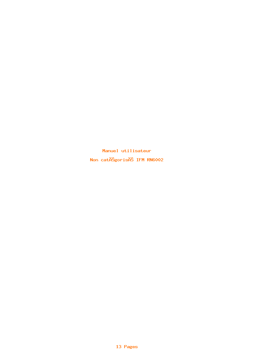 Page 1 de la notice Manuel utilisateur IFM RN6002