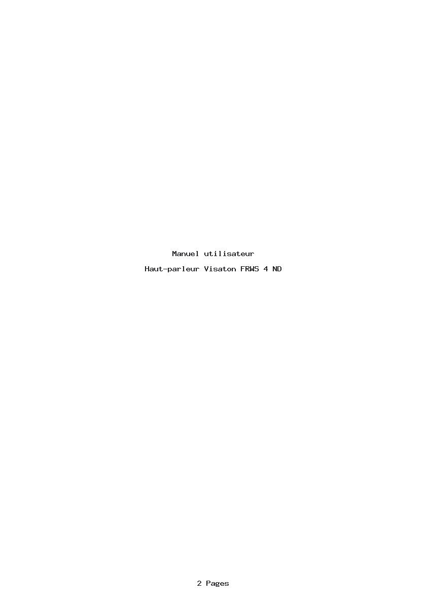 Page 1 de la notice Manuel utilisateur Visaton FRWS 4 ND