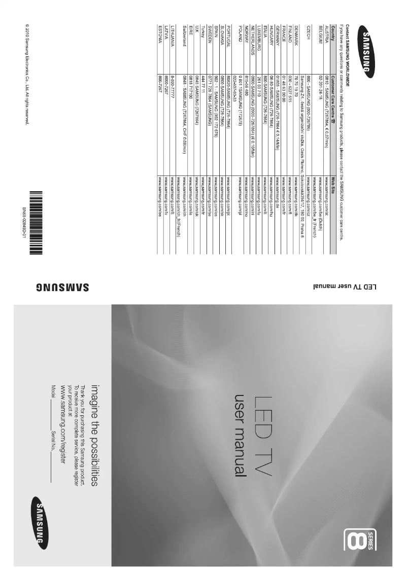 Page 1 de la notice Manuel utilisateur Samsung UE40C8790