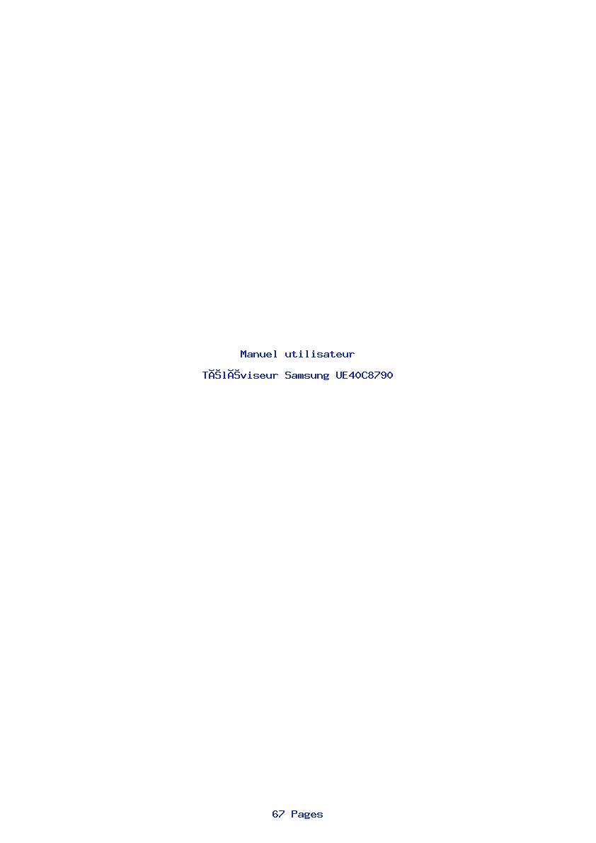 Page 1 de la notice Manuel utilisateur Samsung UE40C8790