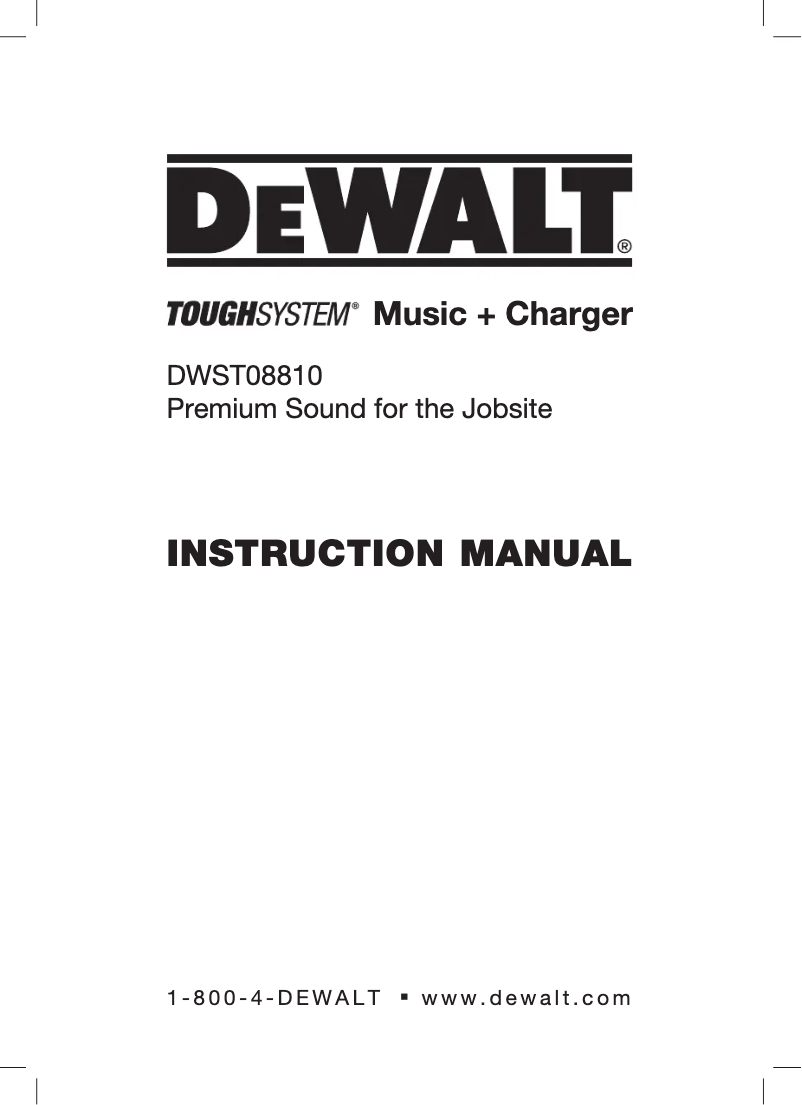 Page 1 de la notice Manuel utilisateur DeWalt ToughSystem DWST08810