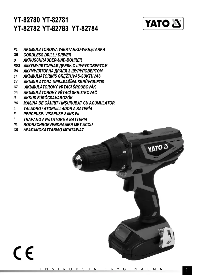 Page 1 de la notice Manuel utilisateur Yato YT-82780