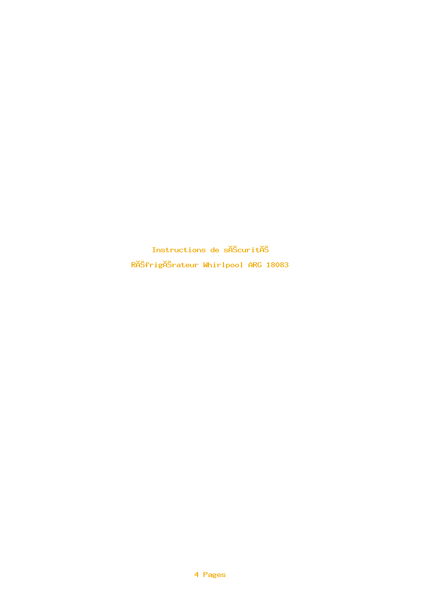Image de la première page du manuel de l'appareil ARG 18083