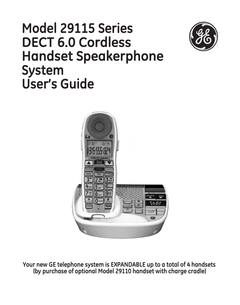 Page 1 of the manual User Manual GE 29115