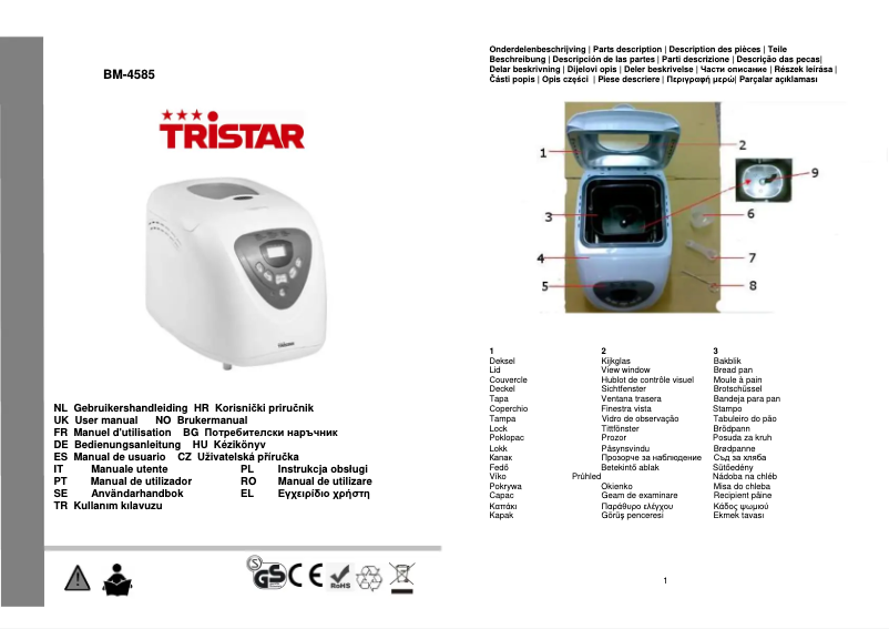 Página 1 del manual Manual de usuario TriStar BM-4585