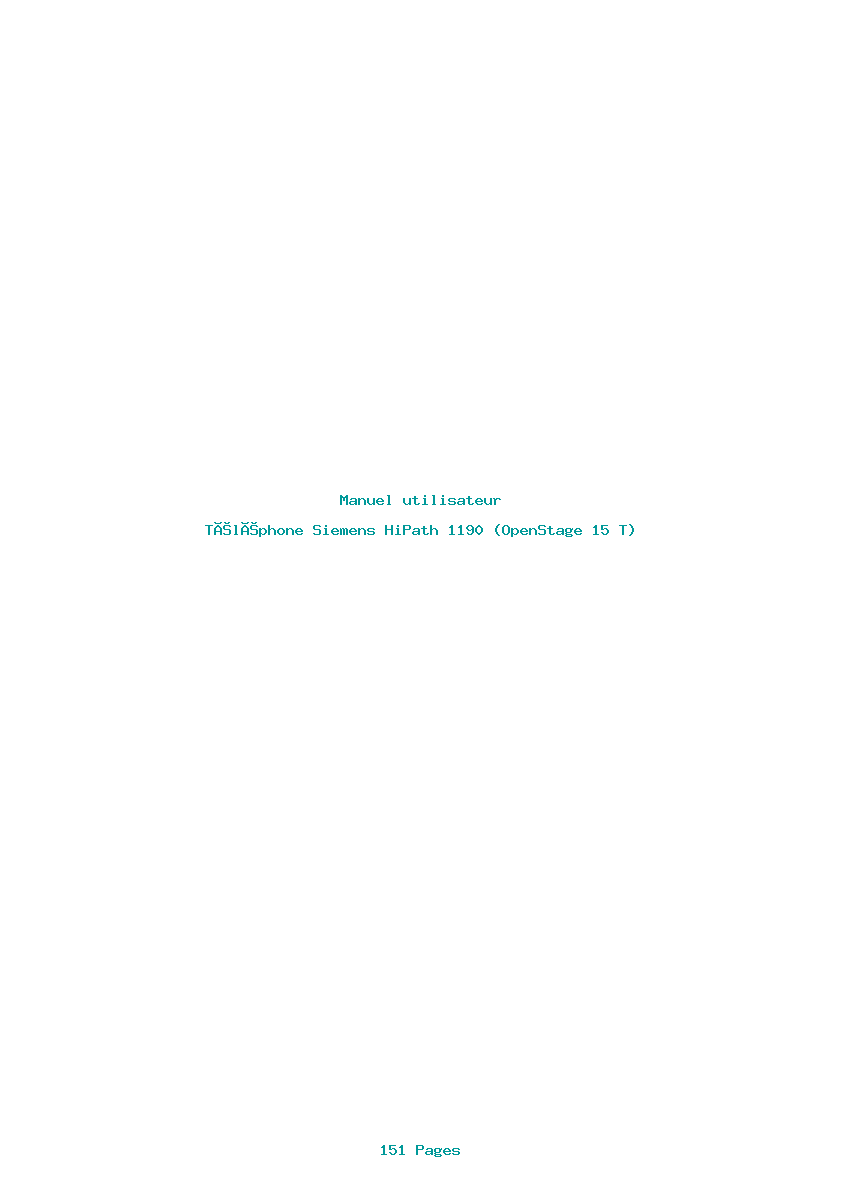 Page 1 de la notice Manuel utilisateur Siemens HiPath 1190 (OpenStage 15 T)