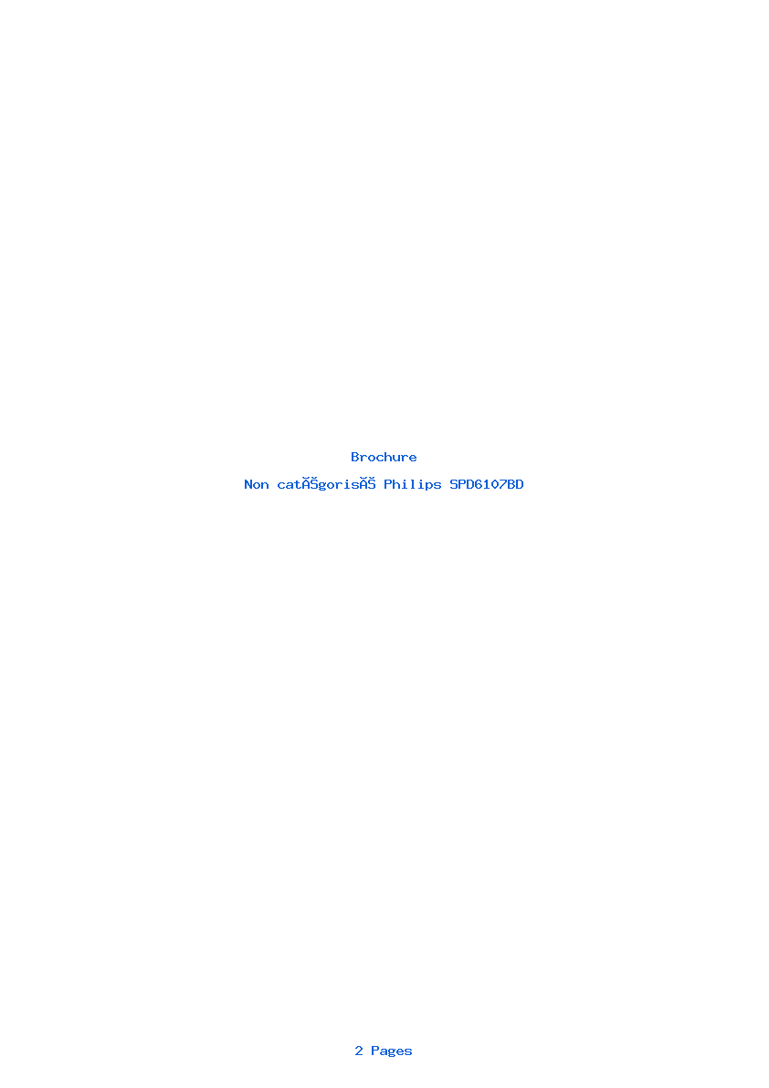 Page 1 de la notice Brochure Philips SPD6107BD