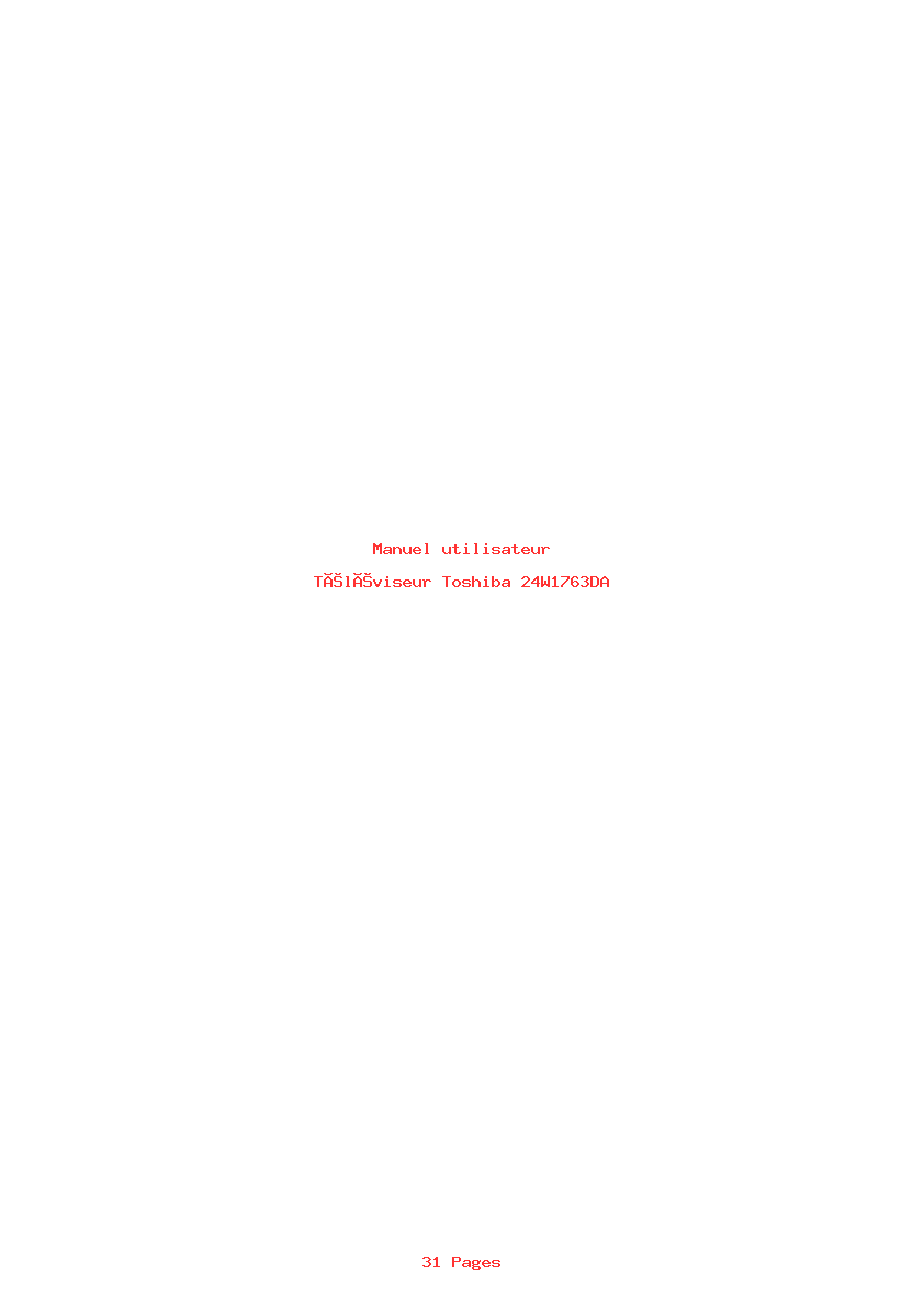 Page 1 de la notice Manuel utilisateur Toshiba 24W1763DA