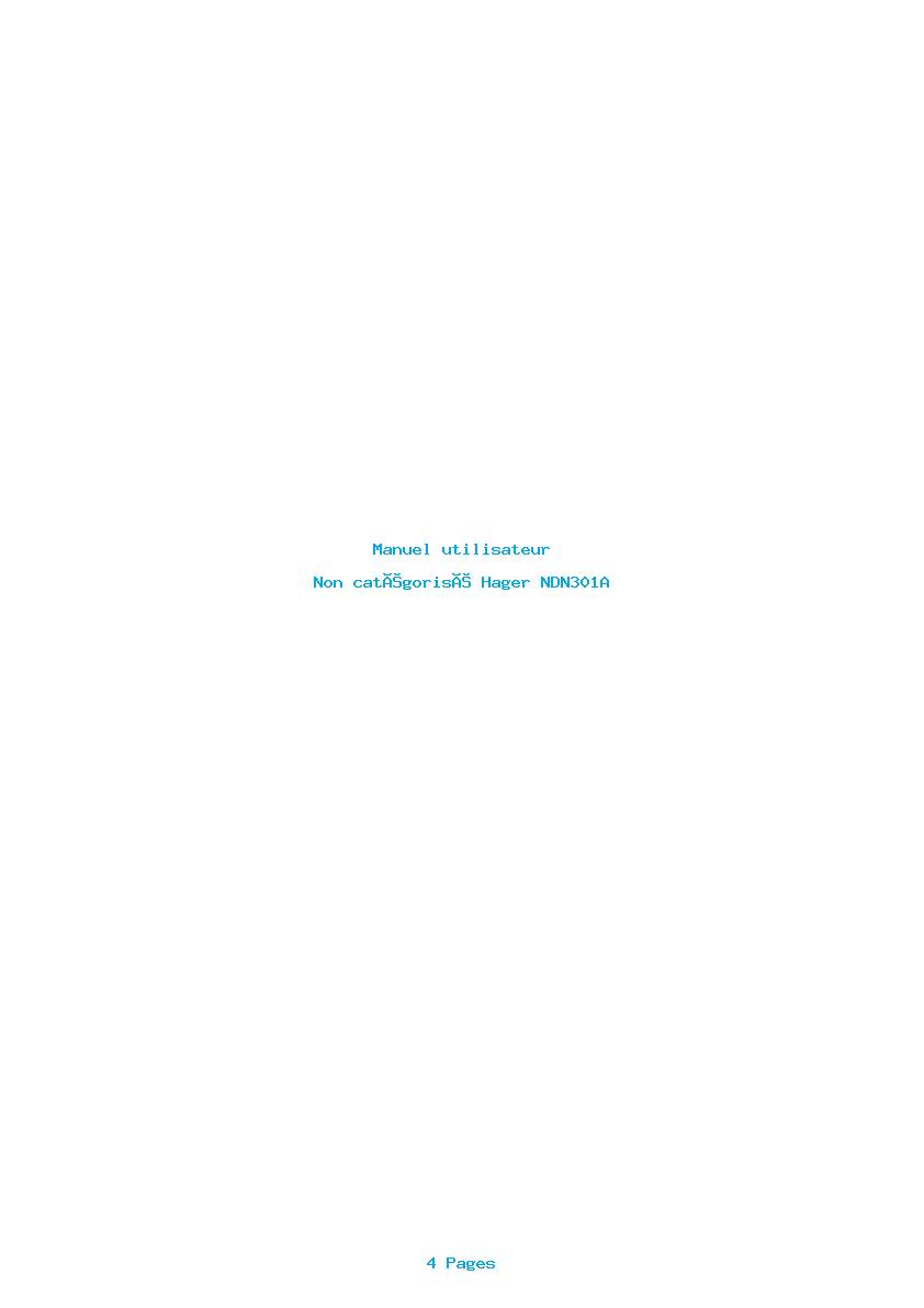 Page 1 de la notice Manuel utilisateur Hager NDN301A