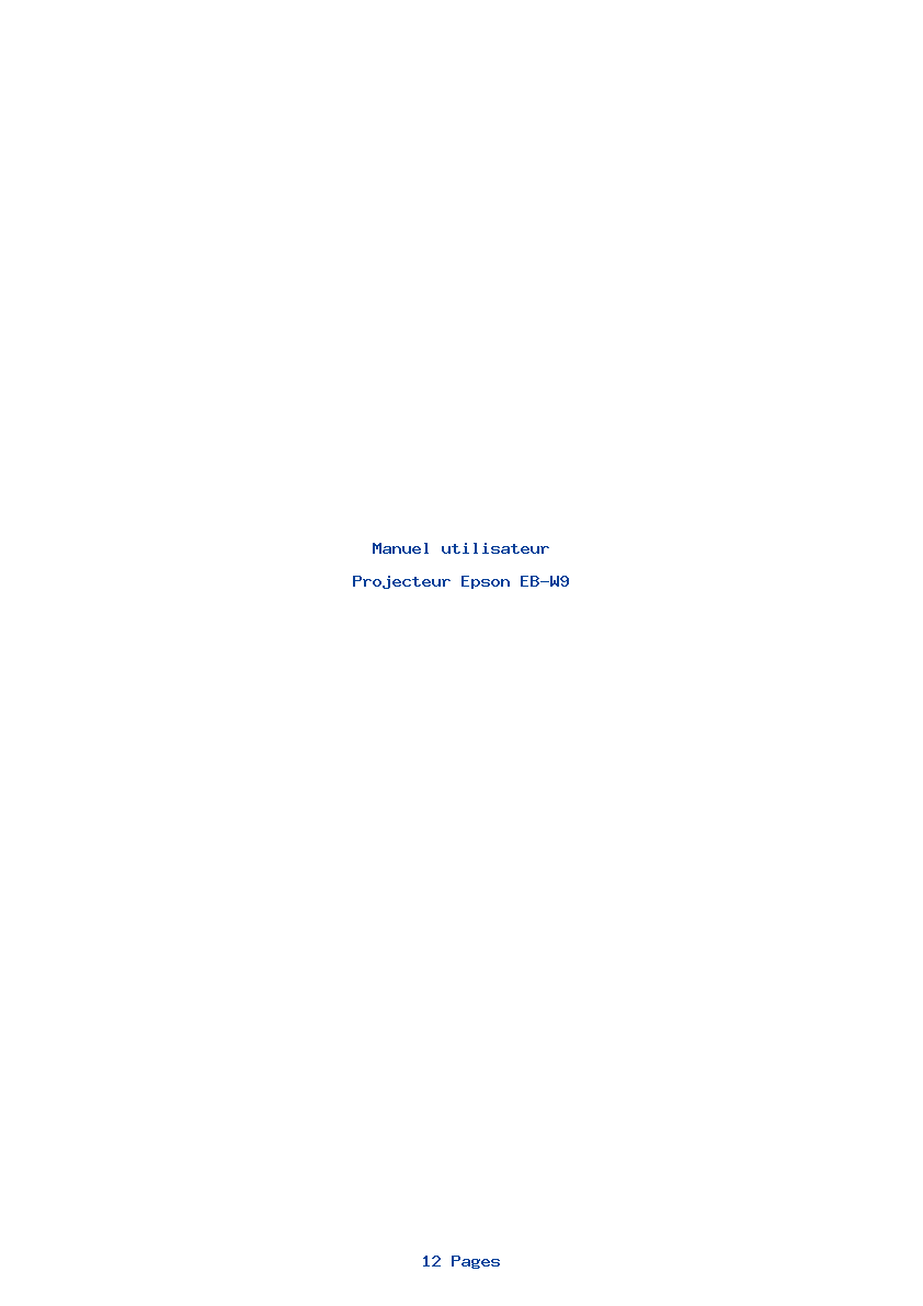 Page 1 de la notice Manuel utilisateur Epson EB-W9