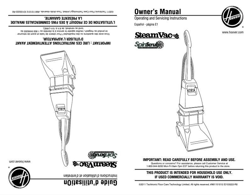 Página 1 del manual Manual de usuario Hoover SteamVac Power Max