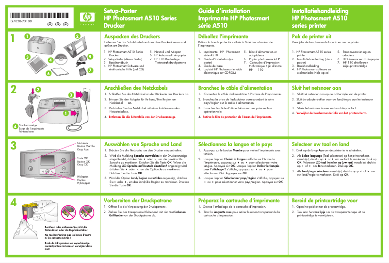 Page 1 de la notice Manuel utilisateur HP Photosmart A516