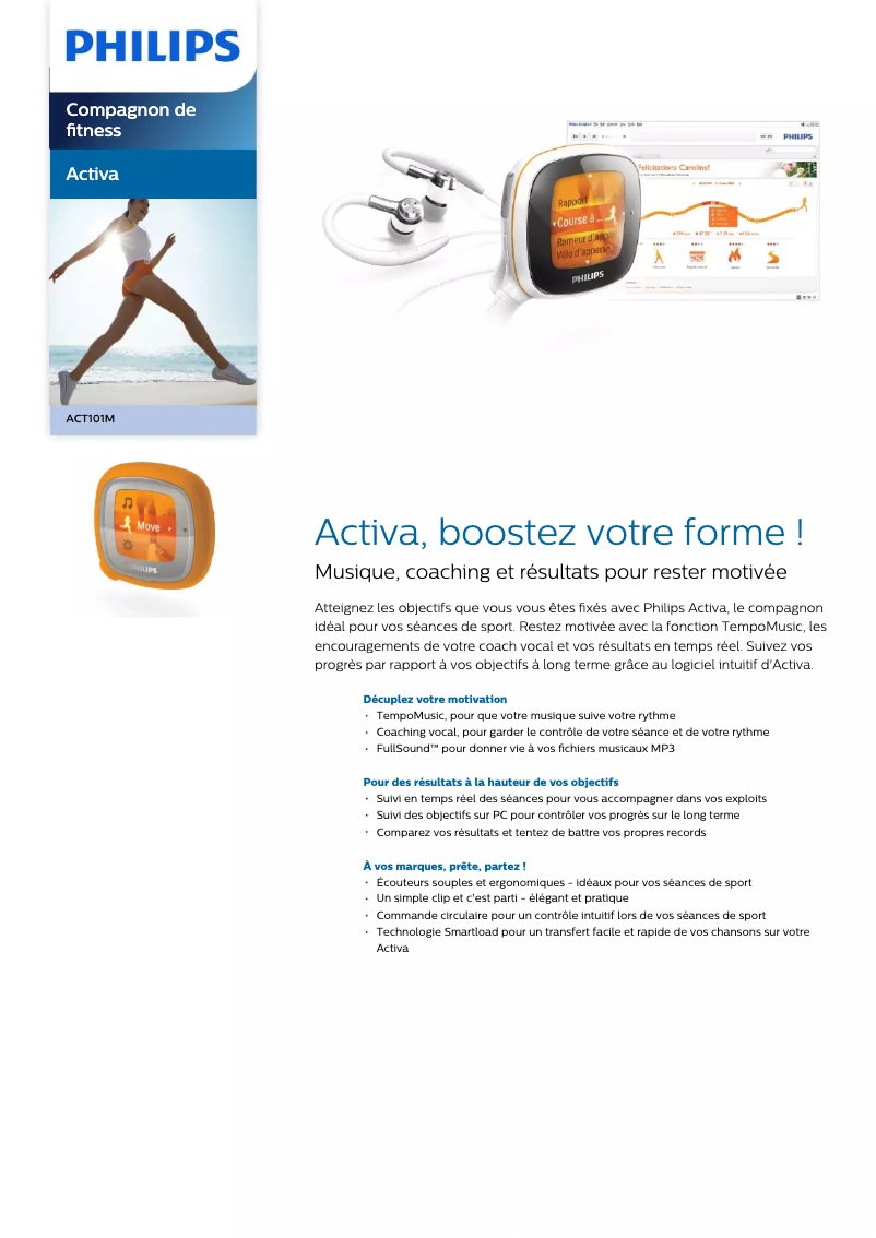 Página 1 del manual Ficha técnica Philips Activa ACT101M