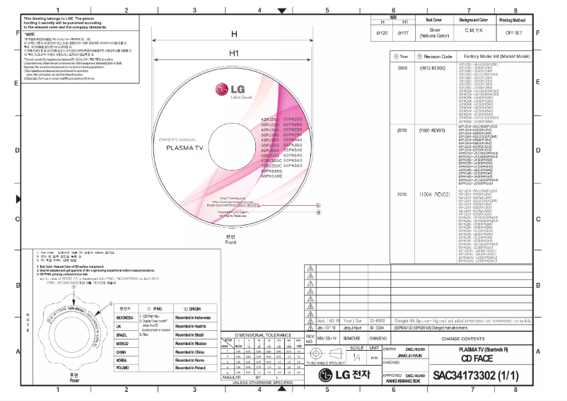Page 1 de la notice Manuel utilisateur LG 50PJ350