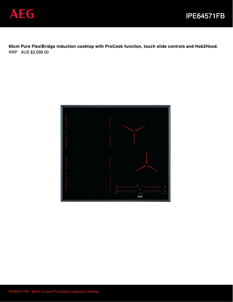 Page 1 de la notice Fiche technique AEG IPE64571FB