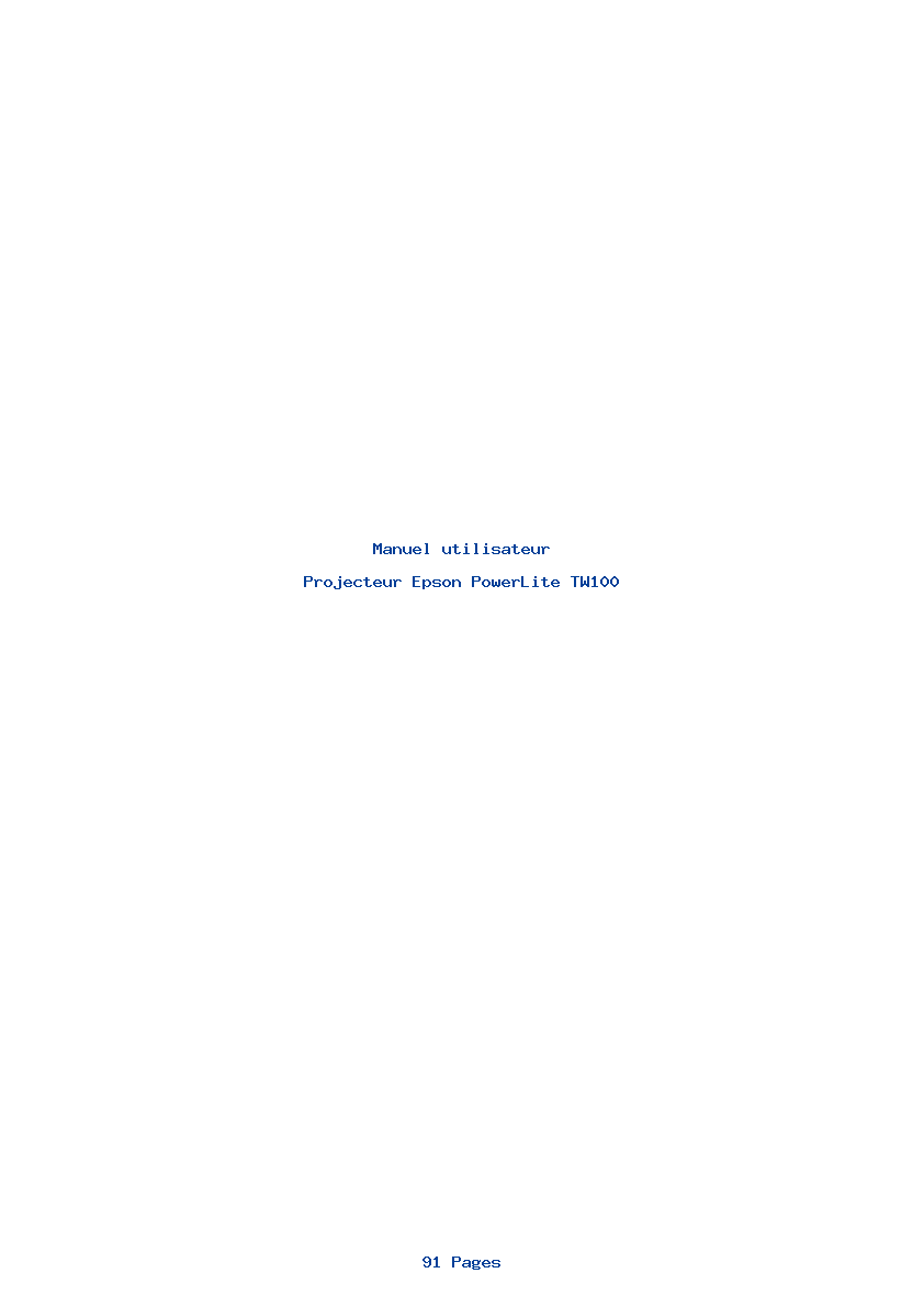Image de la première page du manuel de l'appareil PowerLite TW100