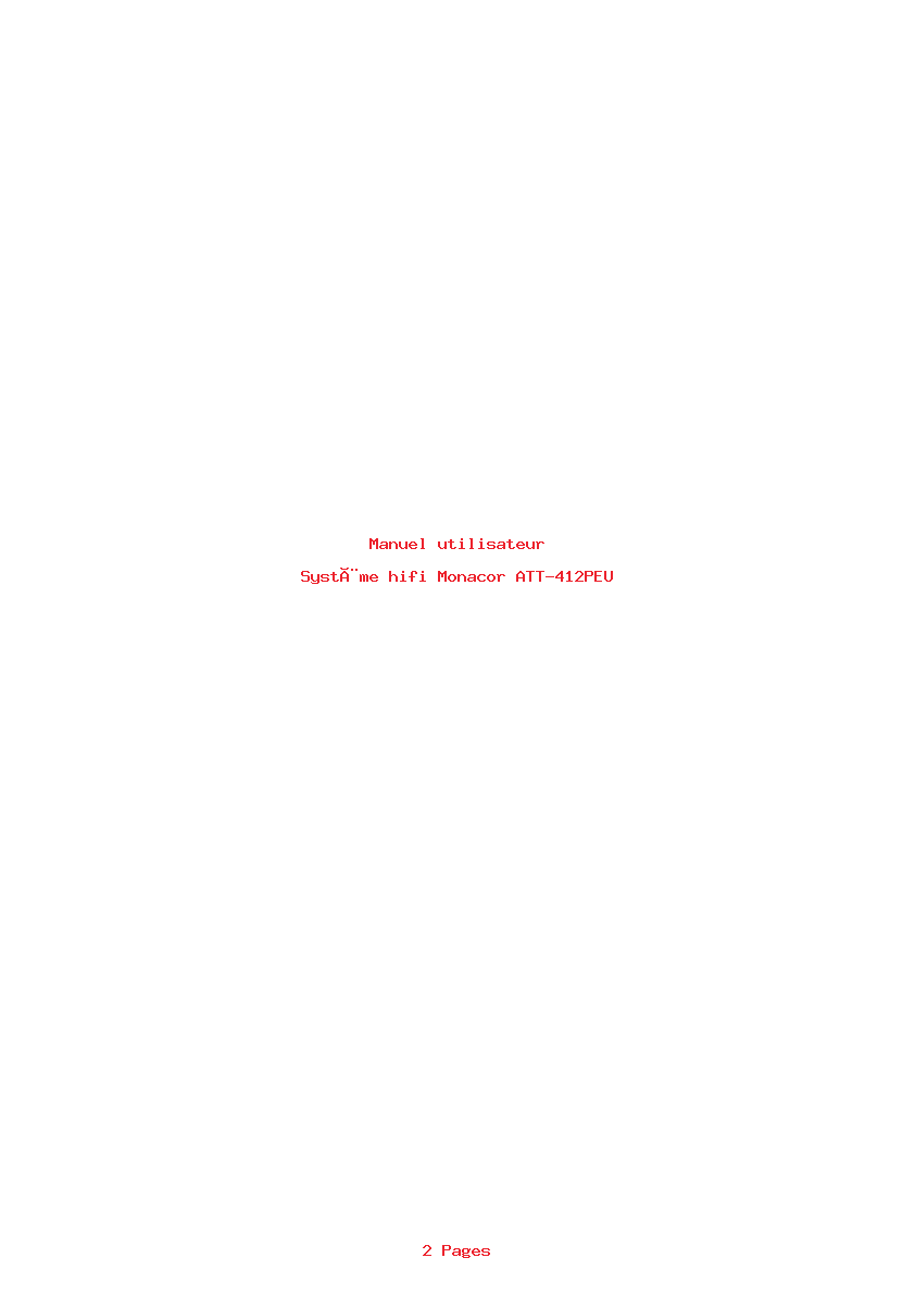 Page 1 de la notice Manuel utilisateur Monacor ATT-412PEU